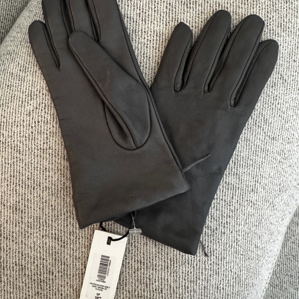 Aritzia Charcoal Leather Gloves